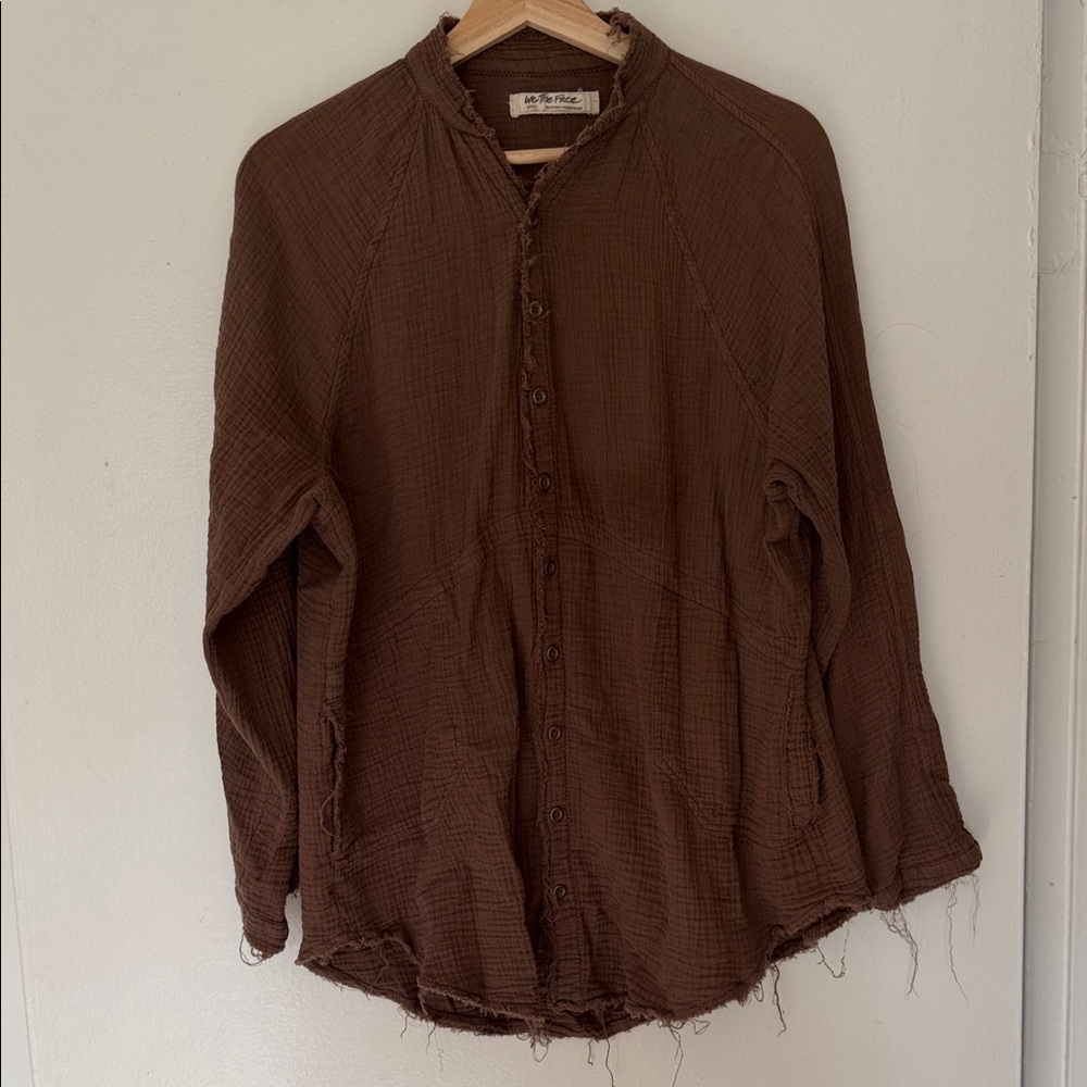 Free People Women’s Small Gauze Brown Shirt